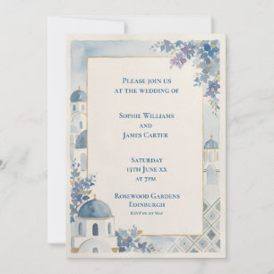 Pale Blue Santorini Wedding Invitation