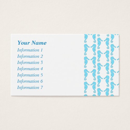 Pale Blue Seahorse Pattern Business Card Template