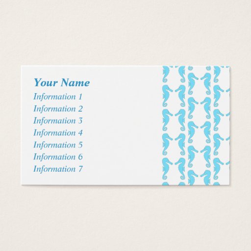 Customizable Pale Blue Seahorse Pattern Business Card Template