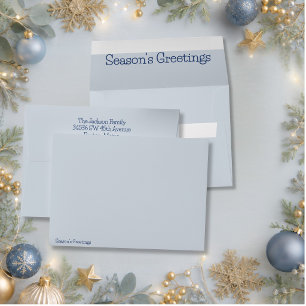 Pale Blue Season's Greetings envelope