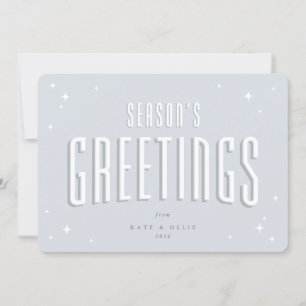 Pale Blue Season's Greetings Retro Stars Flat Holiday Card