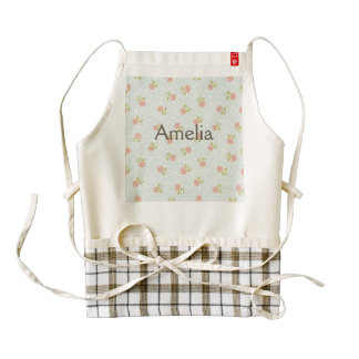 pale blue shabby chic polka dot white pink floral zazzle HEART apron