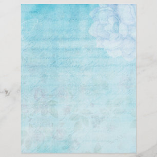 Pale Blue Shabby Floral Scrapbook Paper