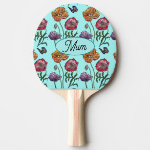 Pale Blue Shabby Poppy Mom Mothers Day Gifts Ping Pong Paddle