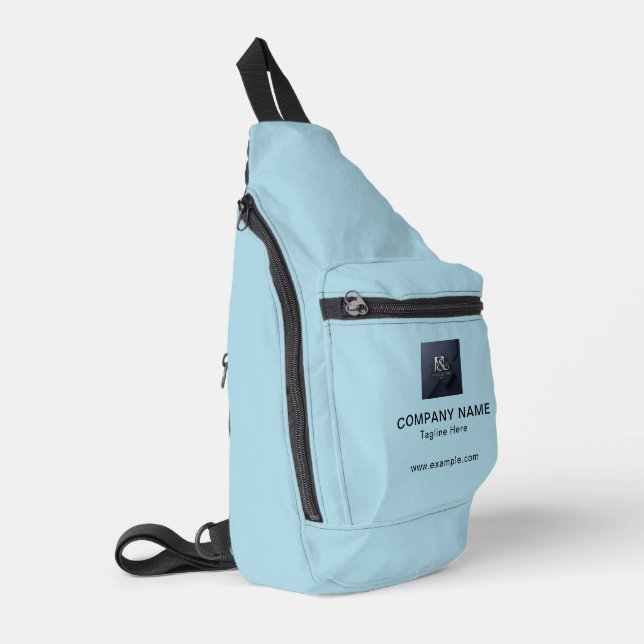 Pale Blue Sling Bag with Company Info Print (Left Corner)