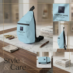 Pale Blue Sling Bag with Company Info Print