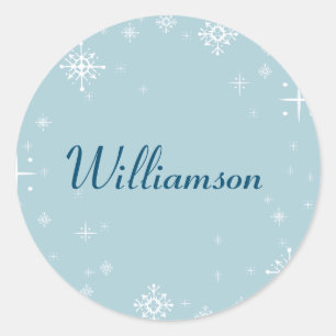 Pale Blue Snowflake Envelope Seal Sticker