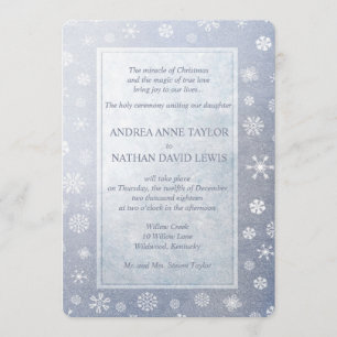 Pale Blue Snowflakes Elegant Christmas Wedding Invitation