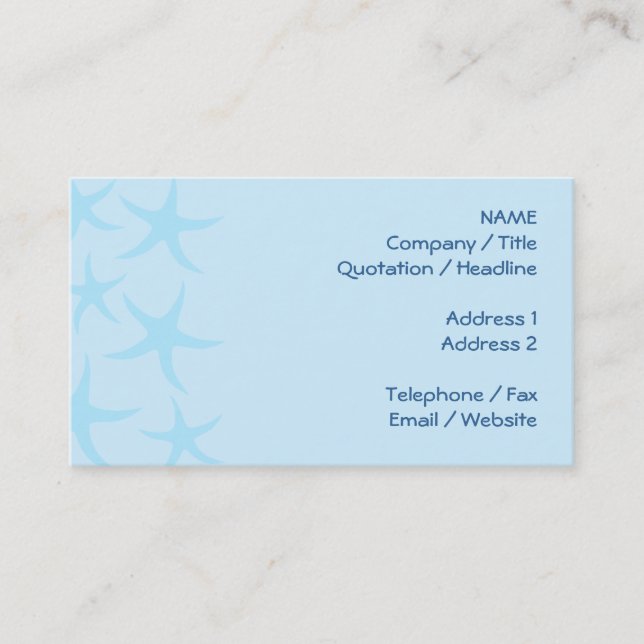 Pale Blue Starfish Pattern. Business Card (Front)