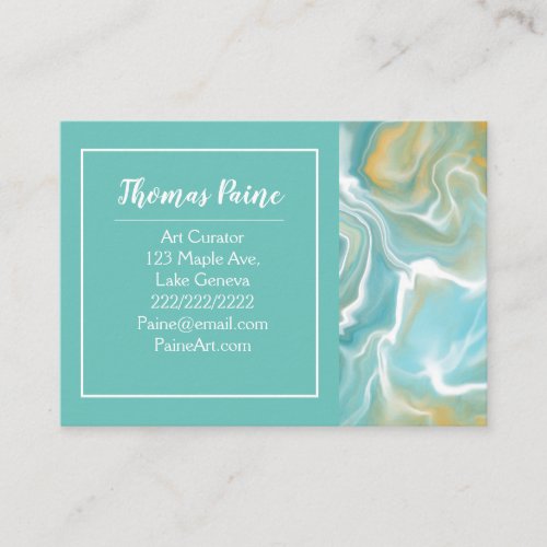 Pale Blue Teal Turquoise Marble Art   Business Card