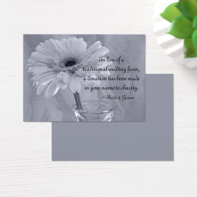 Pale Blue Tinted Daisy Wedding Charity Favor Card (Desk)