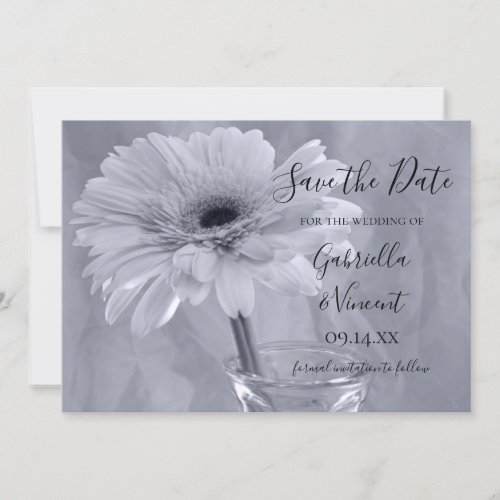 Pale Blue Tinted Daisy Wedding Save the Date
