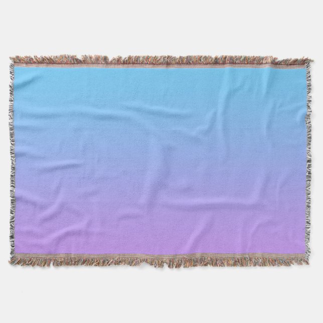 Pale Blue to Lavender Ombre Gradient Pattern Throw Blanket (Front)