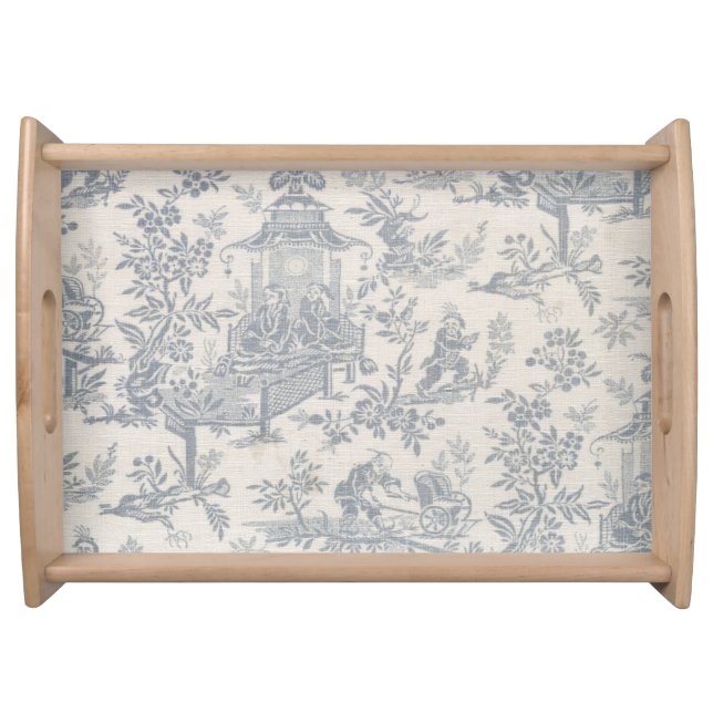 Pale Blue Toile Serving Tray (Front)