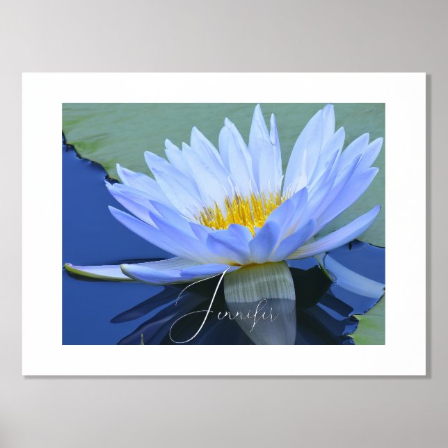 Pale Blue Water Lily Personalized Foil Name Foil P Prints (Front)