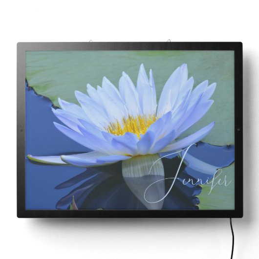 Pale Blue Water Lily Personalized LED Sign (Lights Off)