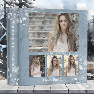 Pale Blue Watercolor Floral Photo Portfolio Binder