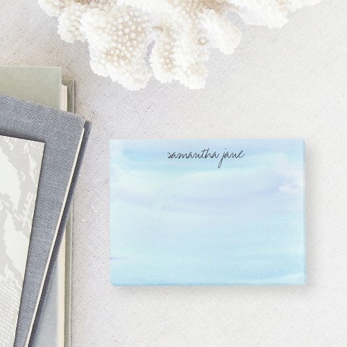 Pale Blue Watercolor Personalized Post_it Notes