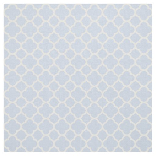 Pale Blue White Quatrefoil Pattern Fabric