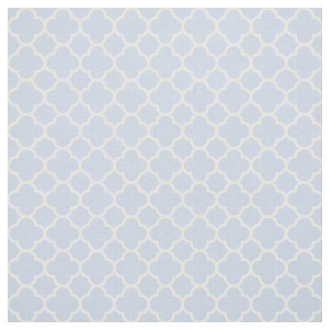 Pale Blue White Quatrefoil Pattern Fabric (Swatch)