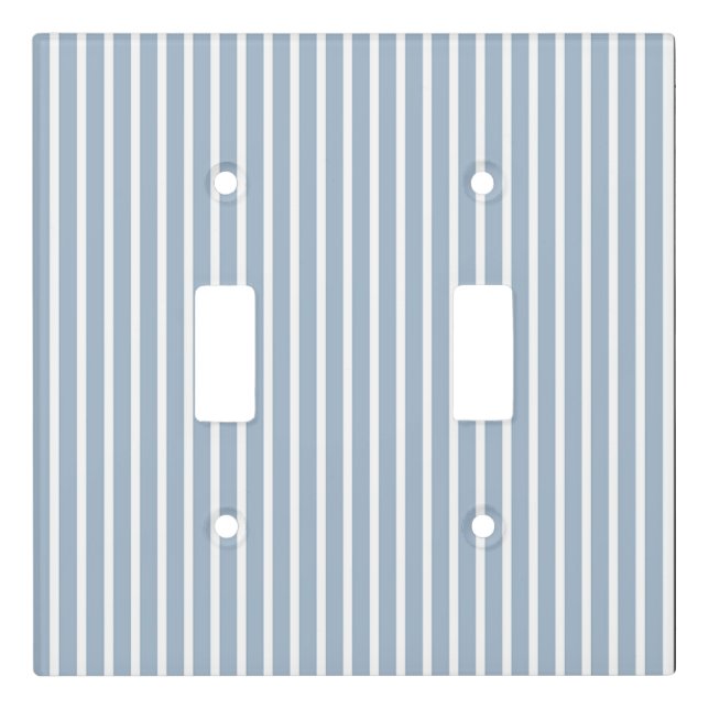Pale Blue White Stripes   Light Switch Cover (Front)