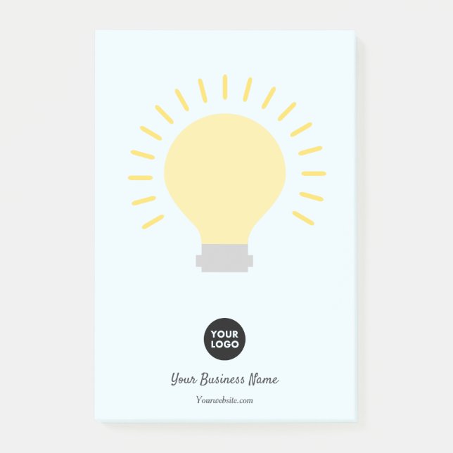 Pale Blue Your Logo Light Bulb Notes (Front)