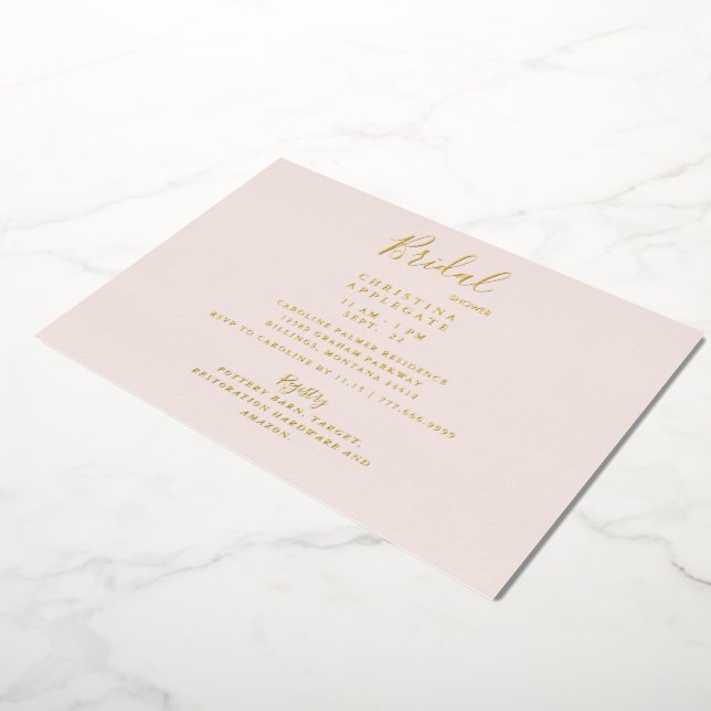 Pale Blush Gold Foil Bridal Shower  Invitation (Rotated)