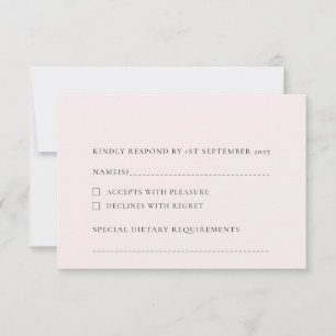 Pale Blush Light Pink Plain Solid Background RSVP Card