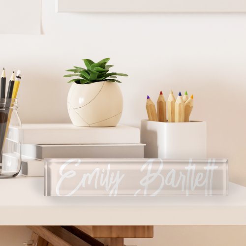 Pale Blush Oversized Handwritten Script Desk Name Plate