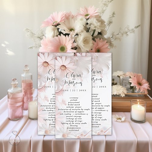 Pale Blush Pink Daisy Wedding Program