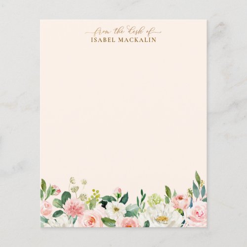 Pale Blush Pink Floral Personalized Custom Writing