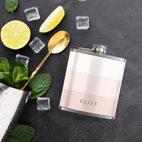 Pale Blush Pink  Gray Colorblock Hip Flask