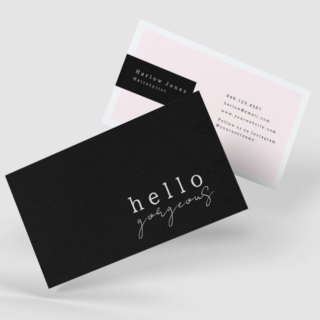 Pale Blush Pink Hello Gorgeous Beauty Minimalist  Business Card (Creator Uploaded)