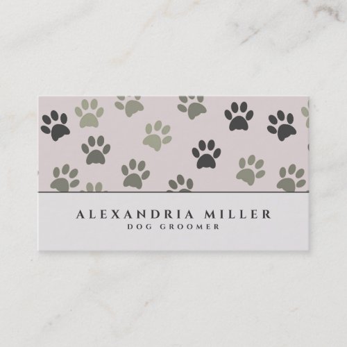 Pale Blush Pink Puppy Dog Paw Prints  Dog Groomer Business Card