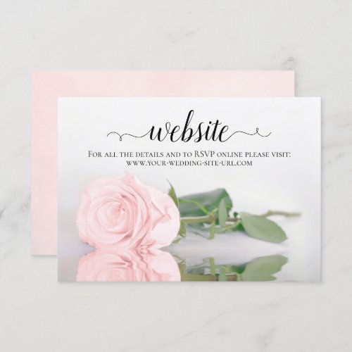 Pale Blush Pink Rose Elegant Wedding Website Enclosure Card