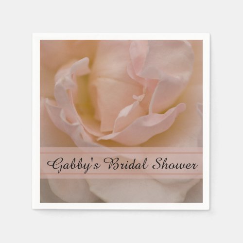 Pale Blush Pink Rose Floral Bridal Shower Paper Napkins