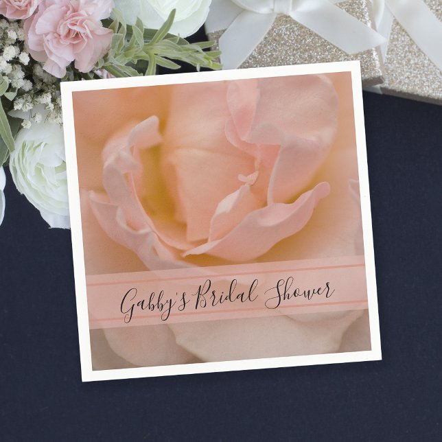 Pale Blush Pink Rose Floral Bridal Shower Paper Napkins (Creator Uploaded)
