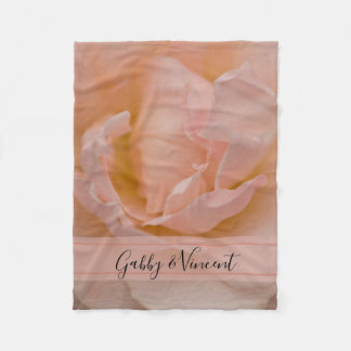 Pale Blush Pink Rose Floral Wedding Keepsake Fleece Blanket