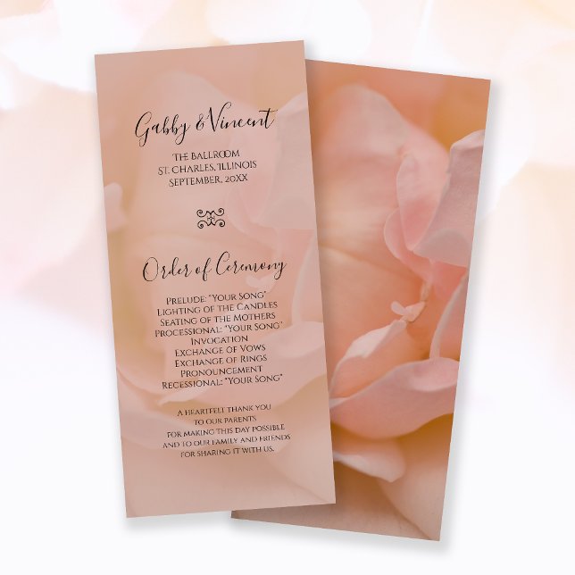 Pale Blush Pink Rose Floral Wedding Program (Creator Uploaded)