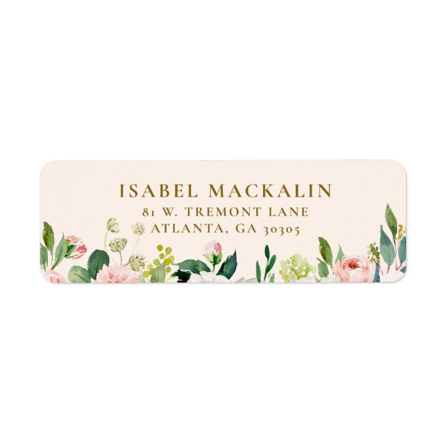Pale Blush Pink Rustic Floral Farmhouse Country Label (Front)