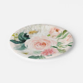Pale Blush Pink Watercolor Floral Peach Elegant Paper Plates (Angled)