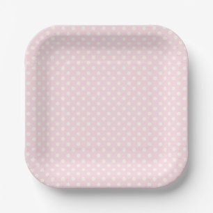 Pale Blush Pink with Off-White Dot Pattern Paper Plates
