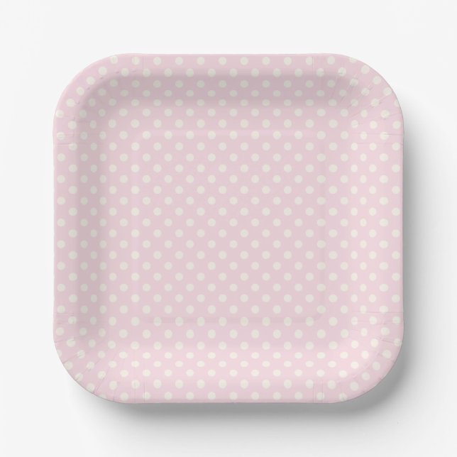 Pale Blush Pink with Off-White Dot Pattern Paper Plates (Front)