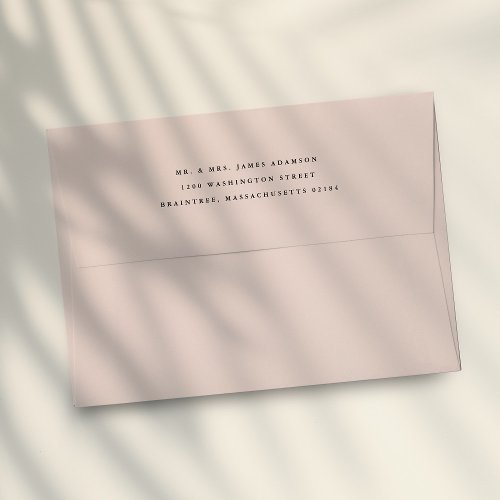 Pale Blush Pink with Return Address on Back Flap Envelope