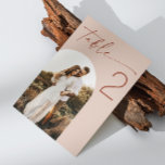 Pale Blush Script Wedding | Elegant Arch Photo Table Number<br><div class="desc">Bring a soft, romantic touch to your wedding reception with this pale blush arch table number card. Featuring elegant script text and an optional arch shape photo, this minimalist design is perfect for modern, neutral, boho, or blush themed weddings. Ideal for couples who love clean, understated aesthetics with a warm...</div>