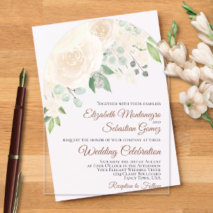 Pale Blush Watercolor Roses Elegant Arch Wedding Acrylic Invitations