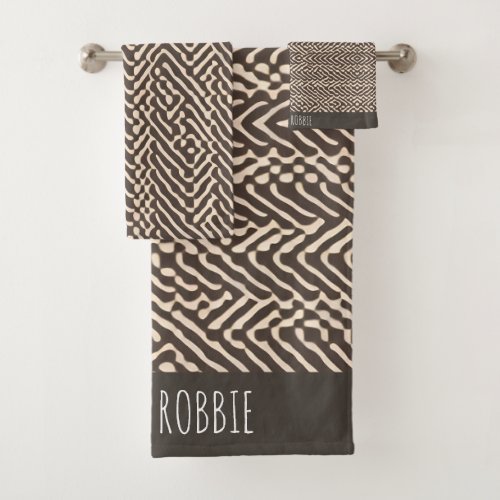 Pale brown fabric rugs Geometric Pattern Bath Towel Set