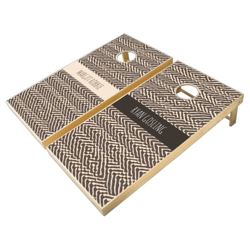 Pale brown fabric rugs Geometric Pattern Cornhole Set