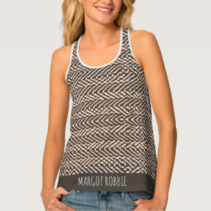 Pale brown fabric rugs Geometric Pattern Tank Top