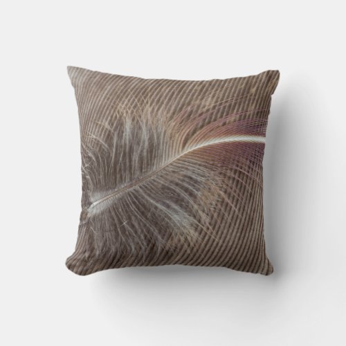 Pale Brown Feather Still Life Throw Pillow